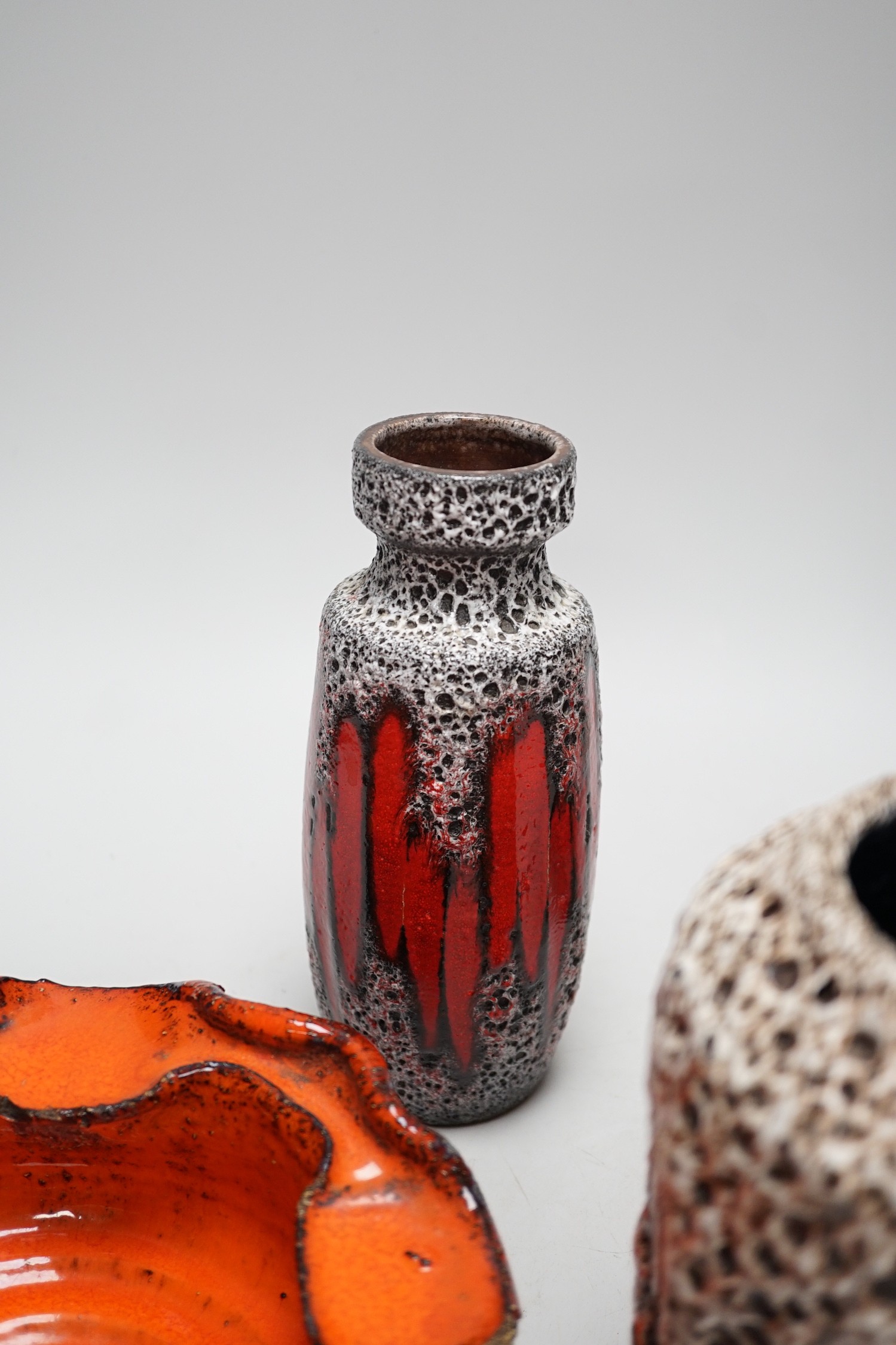 Set of four West German Art Pottery items; a Scheurich volcanic lava 